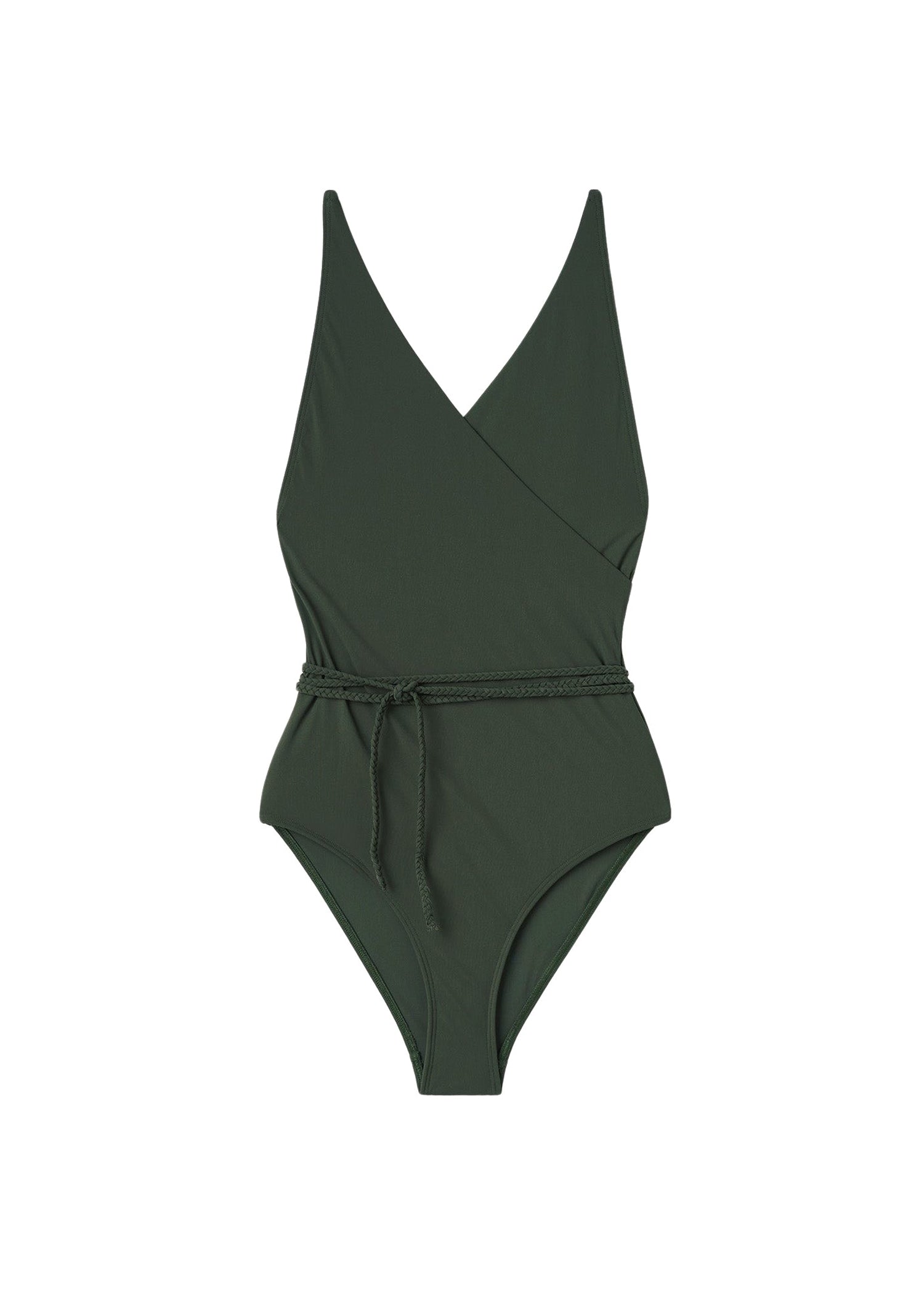 Maillot une pièce enveloppant à col en V - Dark Green