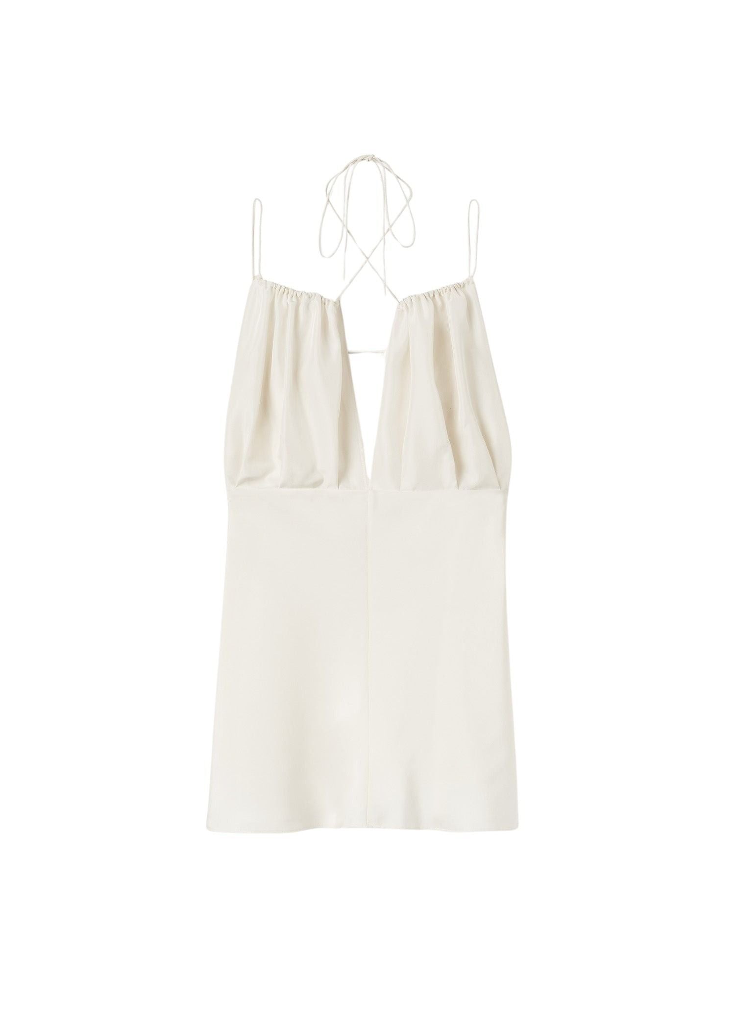 Top dos-nu froncé en soie - Off White