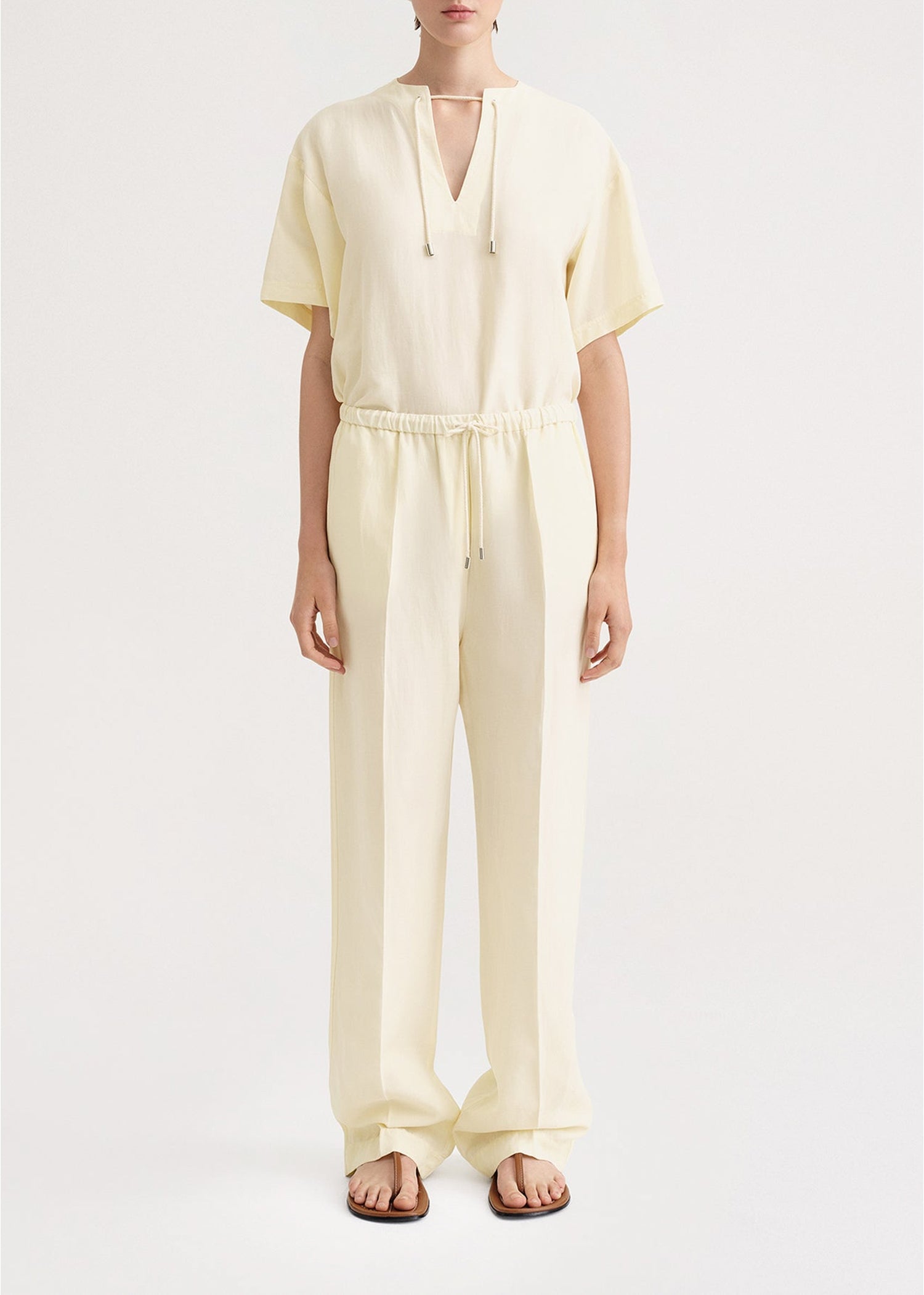 Pantalon à cordon de serrage pressé - Vanilla