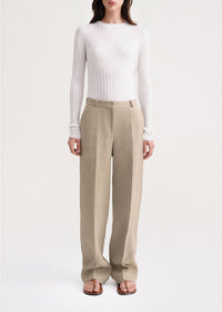 Pantalon droit taille moyenne en lin - Wheat Melange