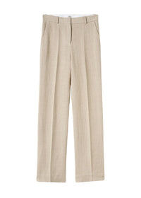 Pantalon droit taille moyenne en lin - Wheat Melange
