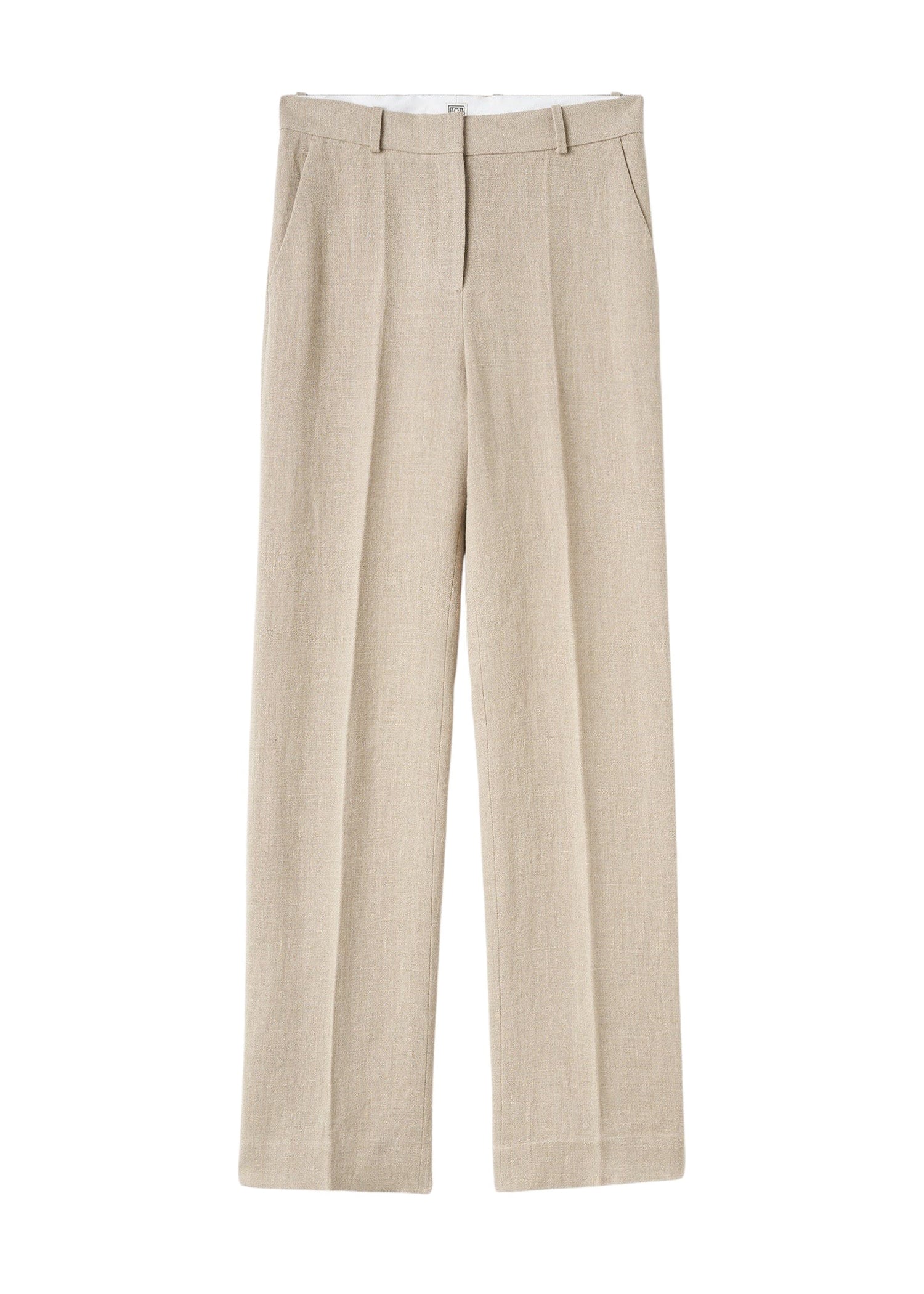 Pantalon droit taille moyenne en lin - Wheat Melange