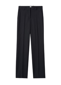 Pantalon droit taille moyenne en lin - Black
