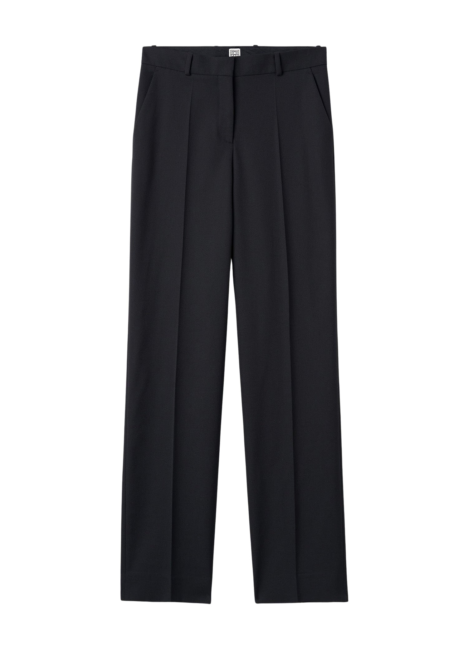 Pantalon droit taille moyenne en lin - Black