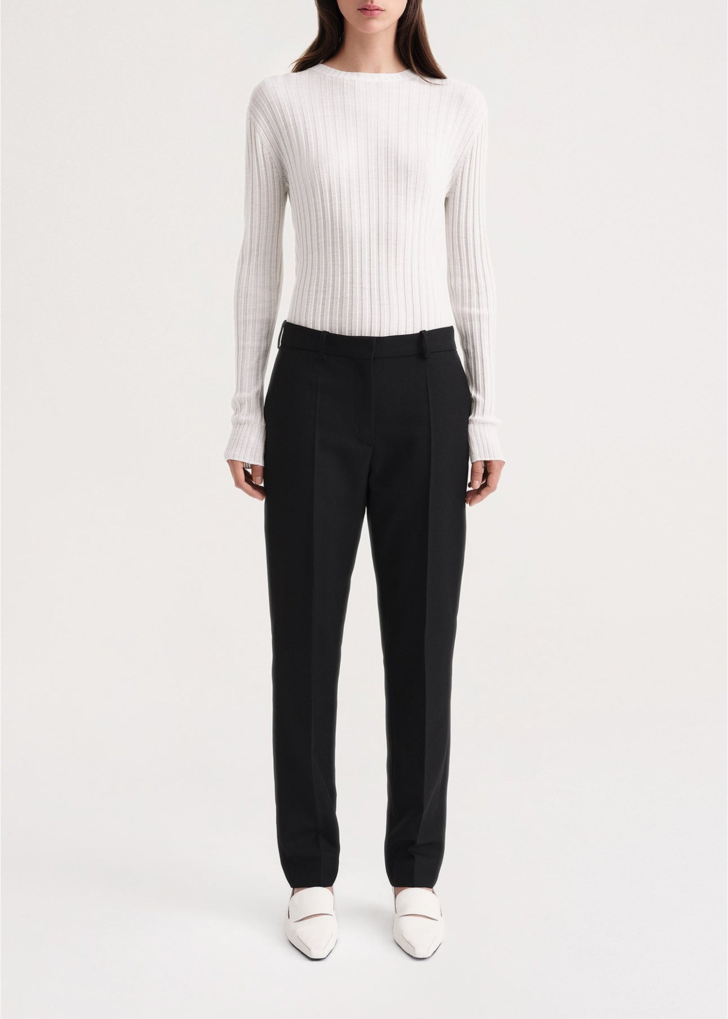 Pantalon slim en laine mélangée - Black