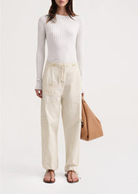 Pantalon cargo avec cordons de serrage - Ecru