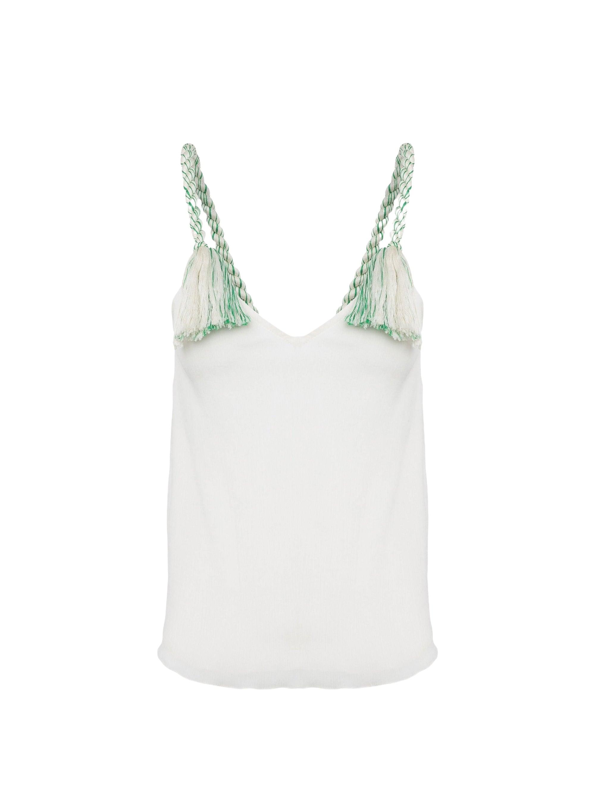 Caraco à bretelles avec pampilles - Off White