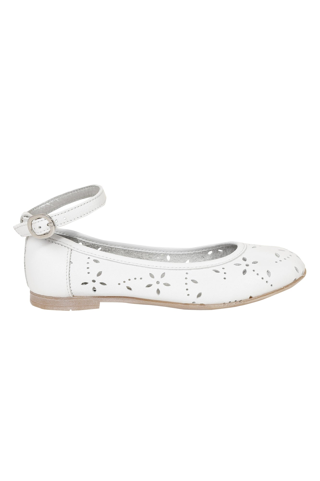 Ballerinas with leather straps - White