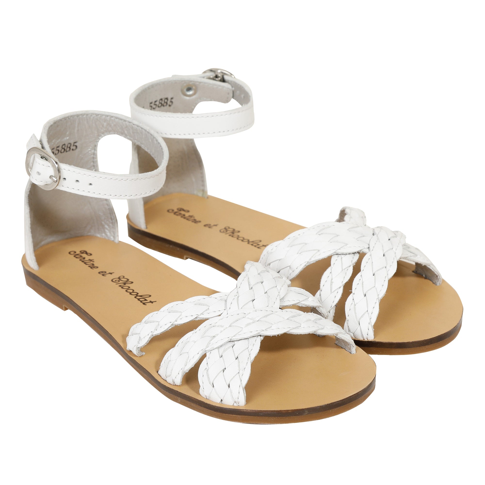 Leather strappy sandals - White