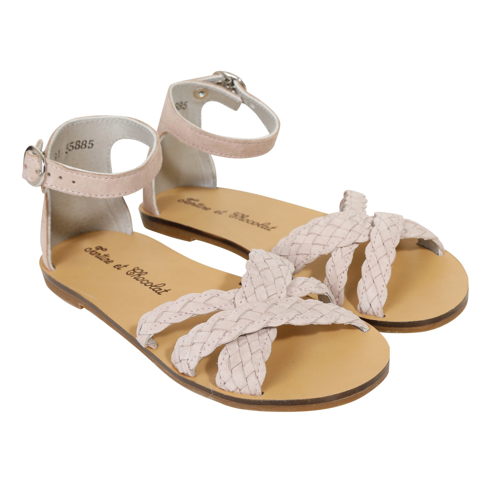 Leather strappy sandals - Nude Pink