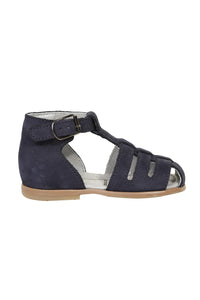 Semi-open leather sandals - Navy