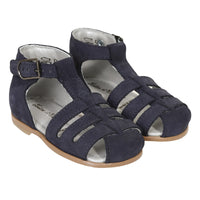 Semi-open leather sandals - Navy
