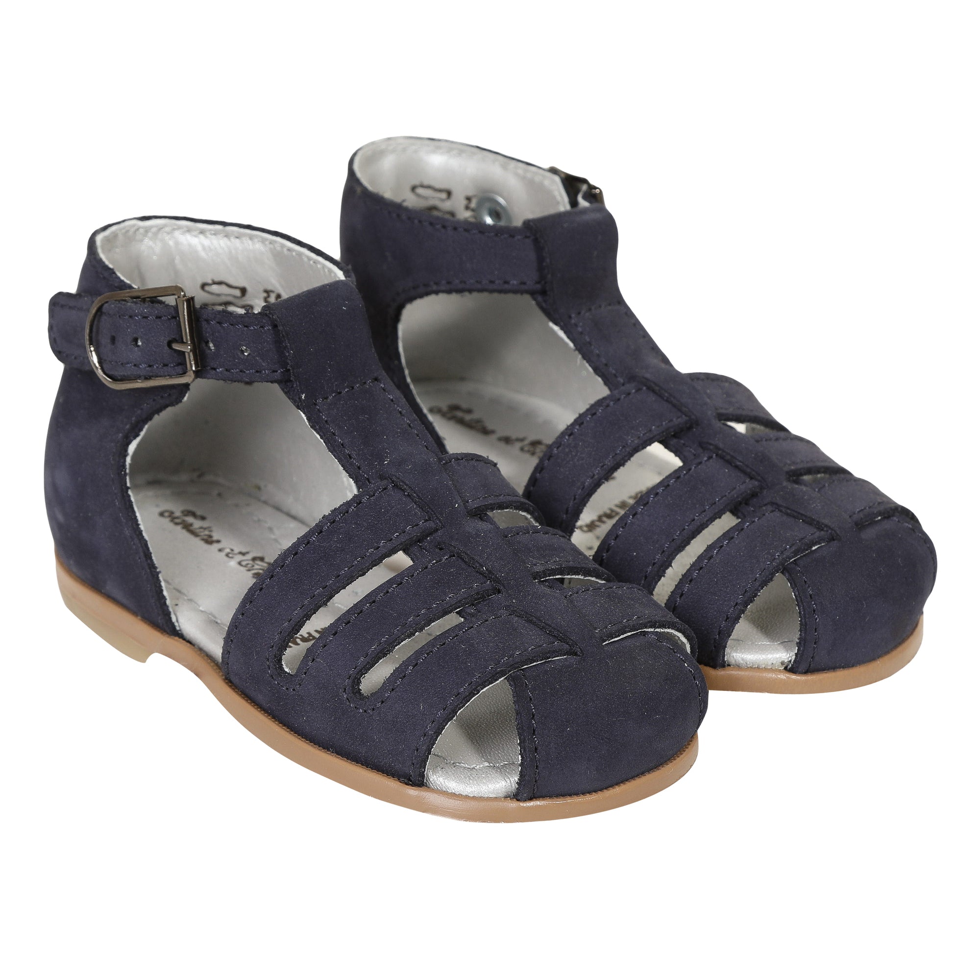 Semi-open leather sandals - Navy