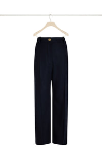Pantalon droit en laine et cachemire