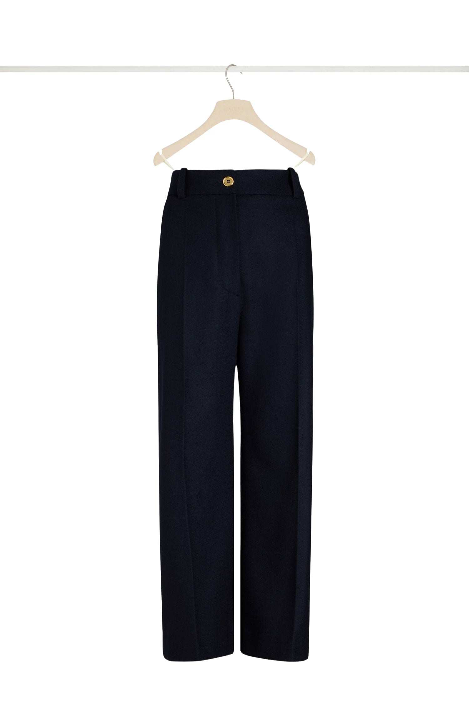 Pantalon droit en laine et cachemire - Bleu Marine