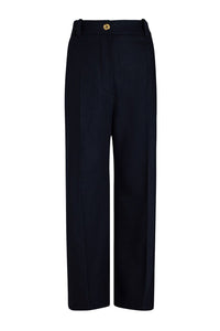 Navy / Pantalon droit en laine et cachemire