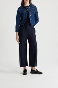 Navy / Pantalon droit en laine et cachemire