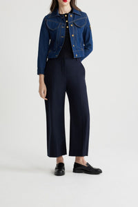 Pantalon droit en laine et cachemire