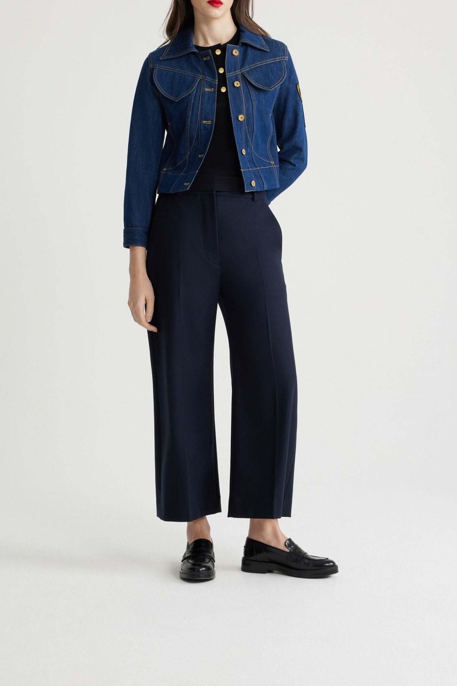Pantalon droit en laine et cachemire