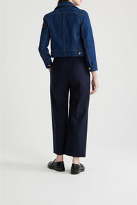 Navy / Pantalon droit en laine et cachemire