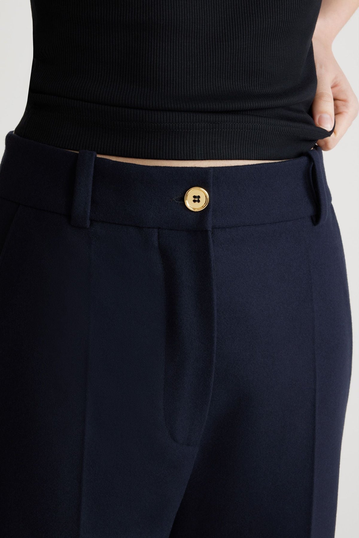Navy / Pantalon droit en laine et cachemire