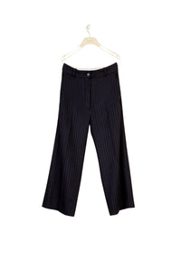 Straight-leg striped wool trousers - Marine and Terre de Sienne