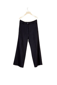 Straight-leg striped wool trousers - Navy blue and sienna