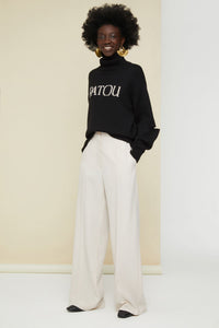 Pantalon droit en laine vierge - Champagne