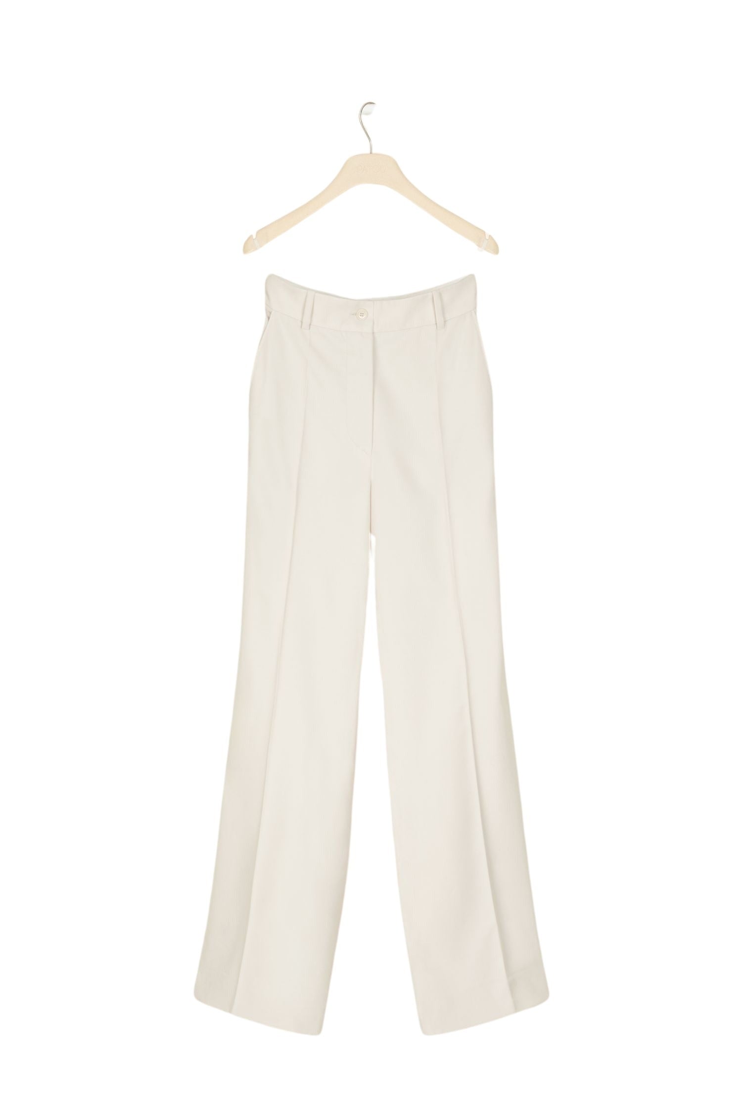 Pantalon droit en laine vierge
 - Champagne