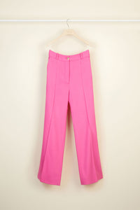 Pantalon droit en laine vierge - Framboise