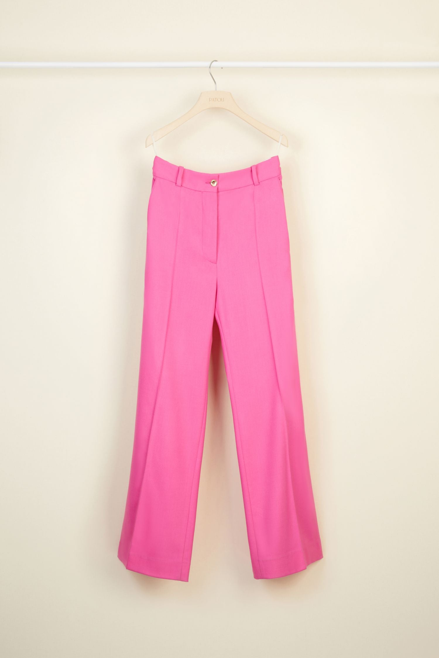 Pantalon droit en laine vierge - Framboise