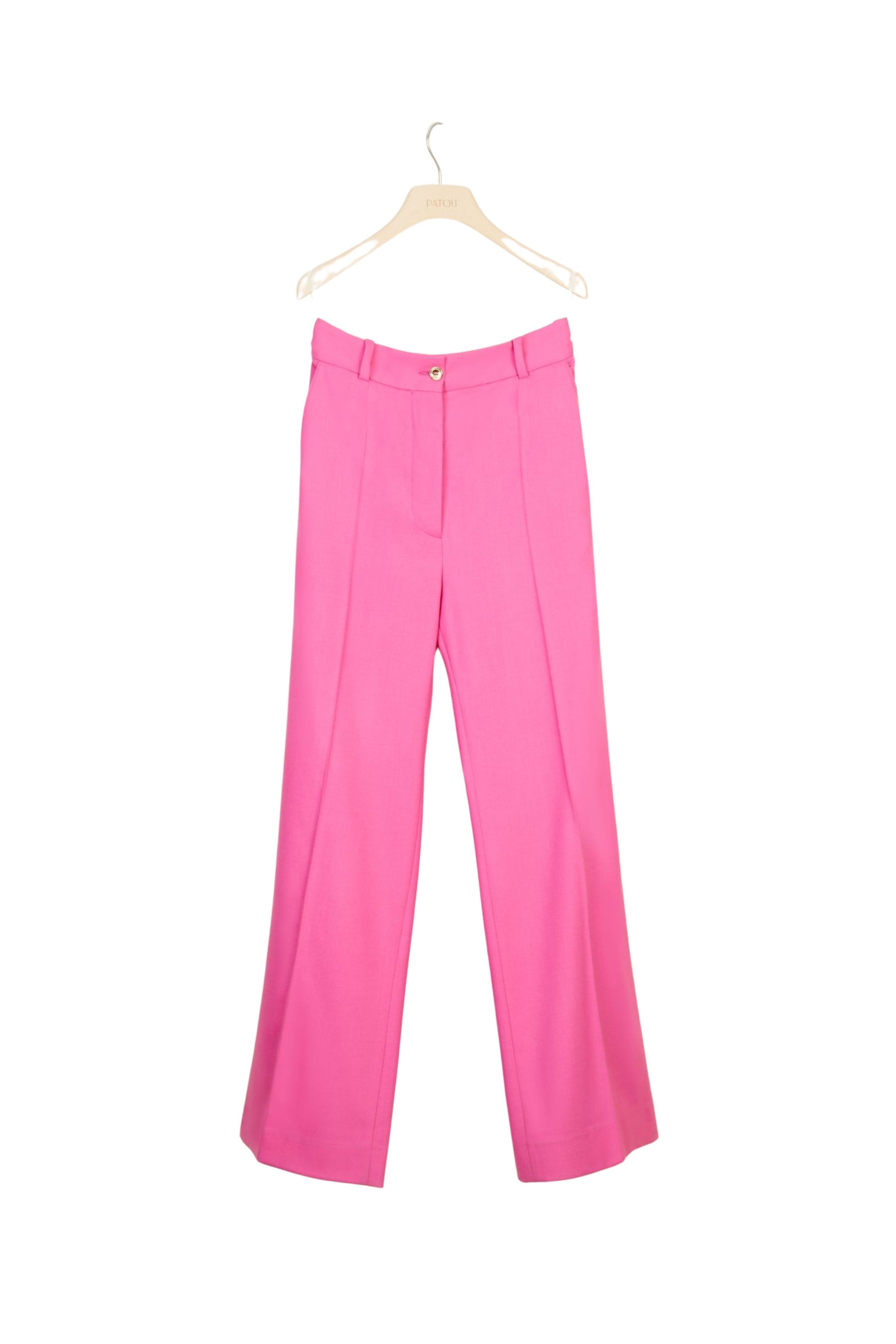 Pantalon droit en laine vierge - Framboise