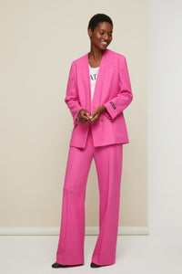 Pantalon droit en laine vierge - Framboise