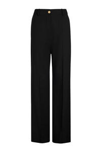 Straight-leg cotton gabardine trousers - Black