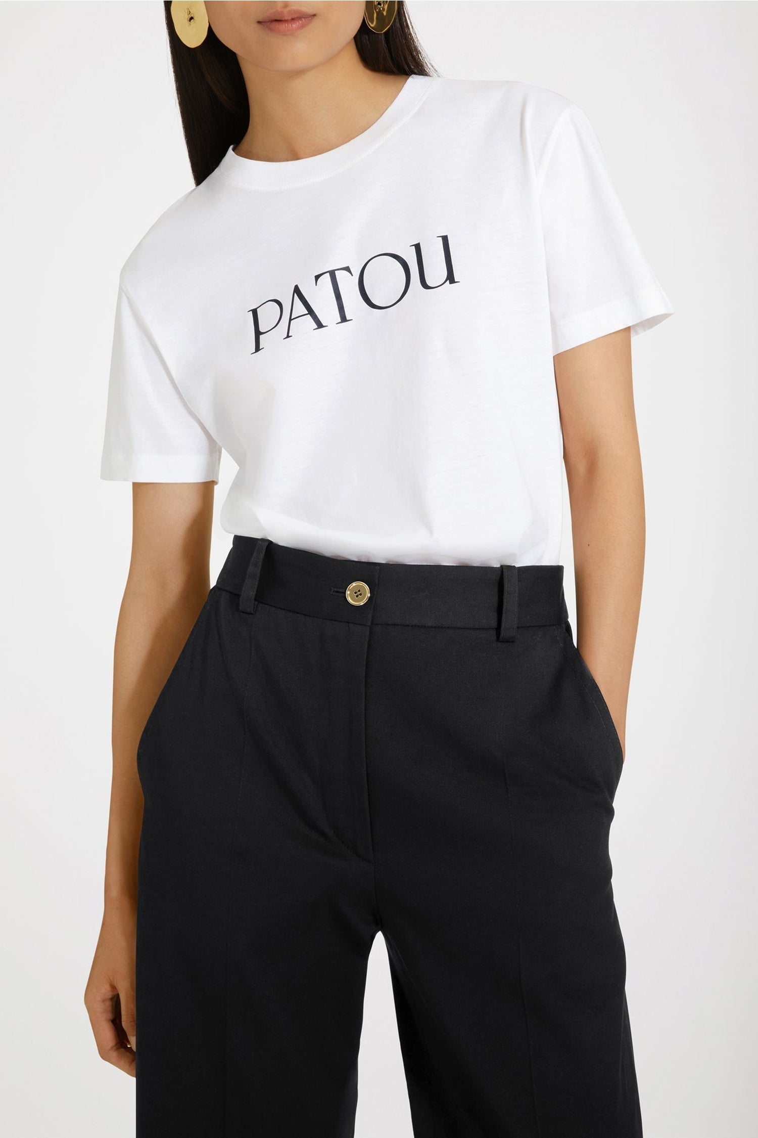 Straight-leg cotton gabardine trousers - Black