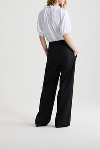 Pantalon droit en laine vierge - Noir