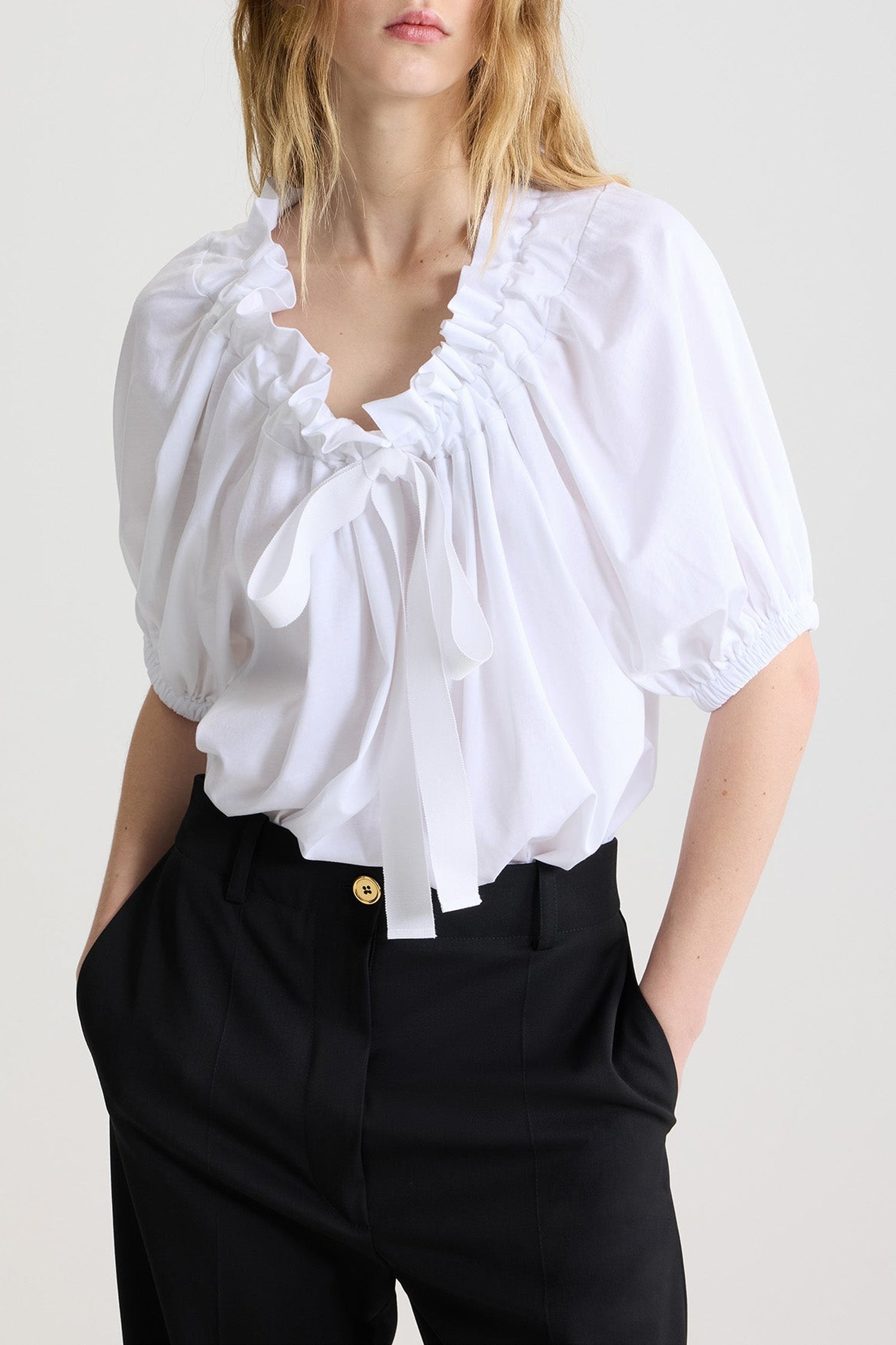 Pantalon droit en laine vierge - Noir