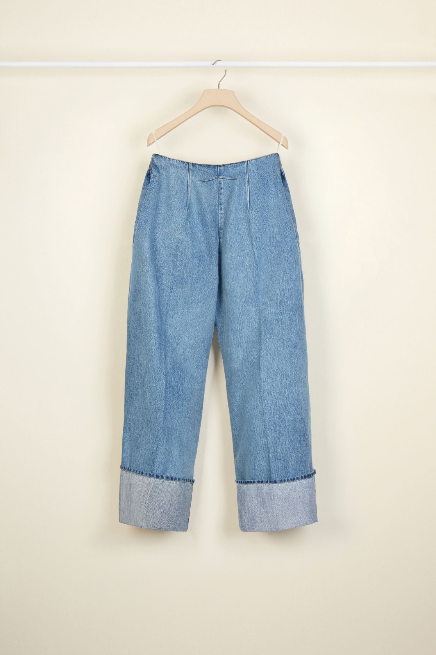 Pantalon en denim bio à revers - Blueberry