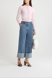 Denim trousers with cuffs - Blue