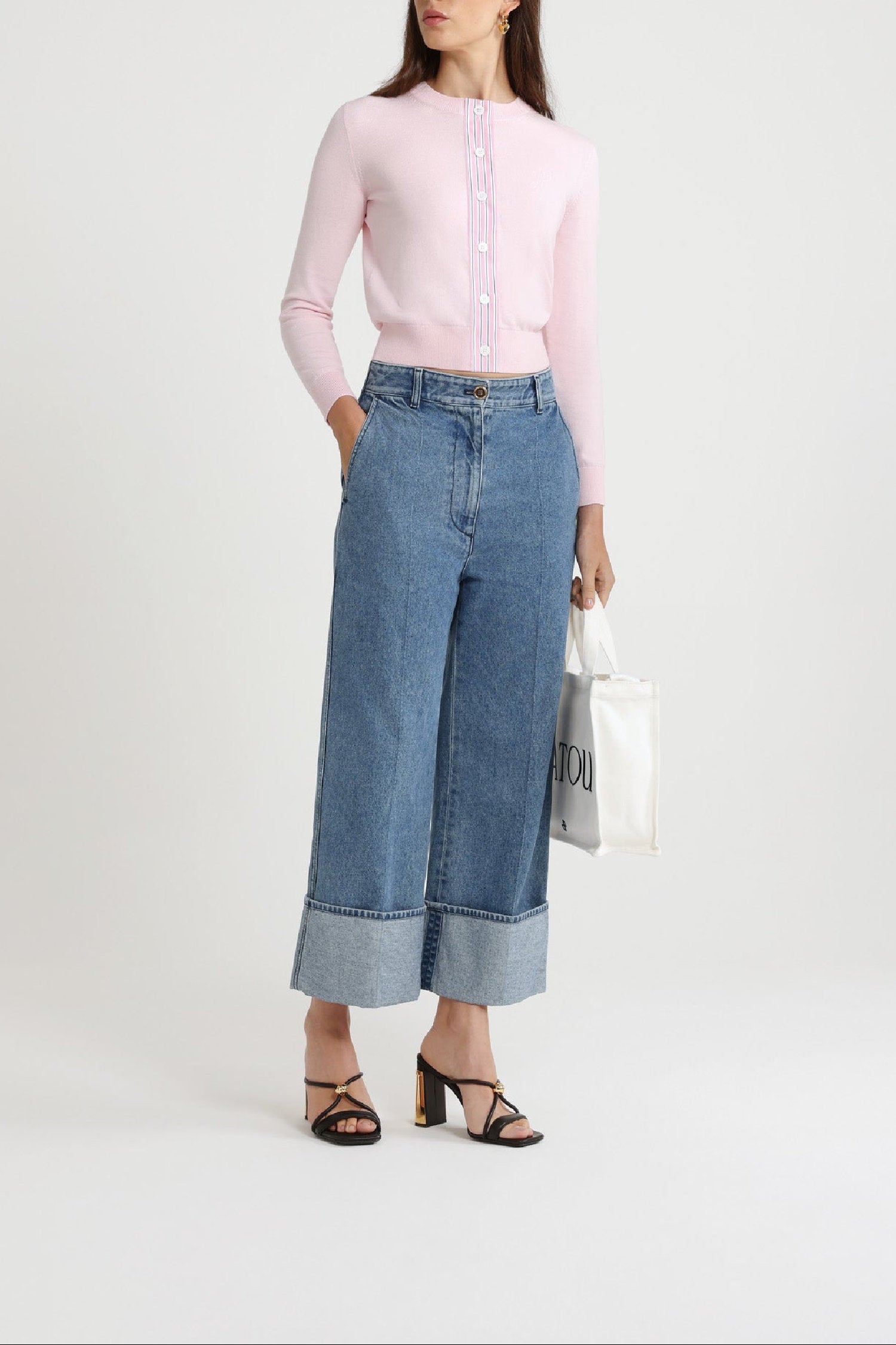 Denim trousers with cuffs - Blue