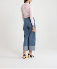 Denim trousers with cuffs - Blue