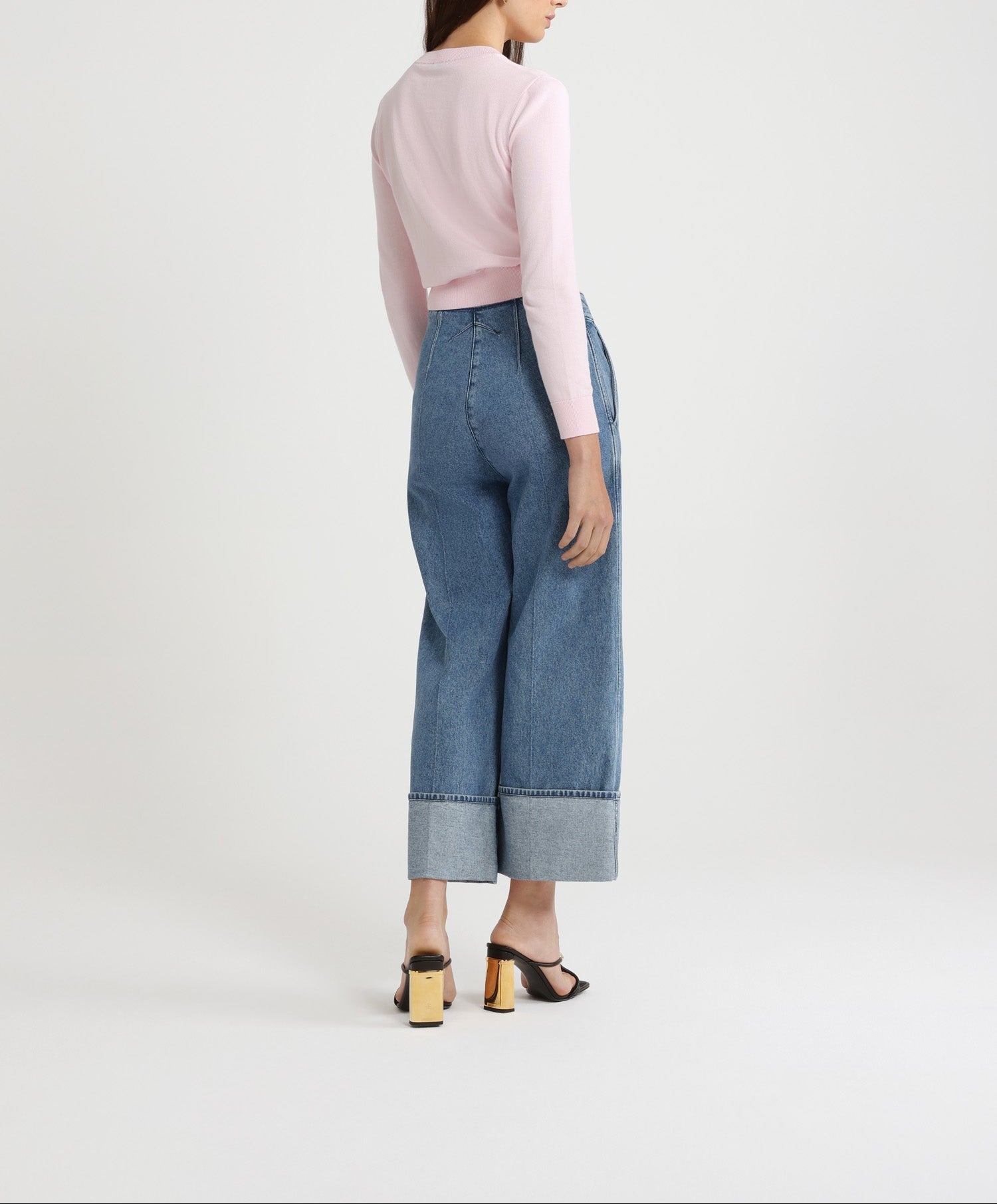 Denim trousers with cuffs - Blue