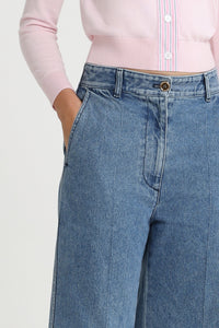 Denim trousers with cuffs - Blue