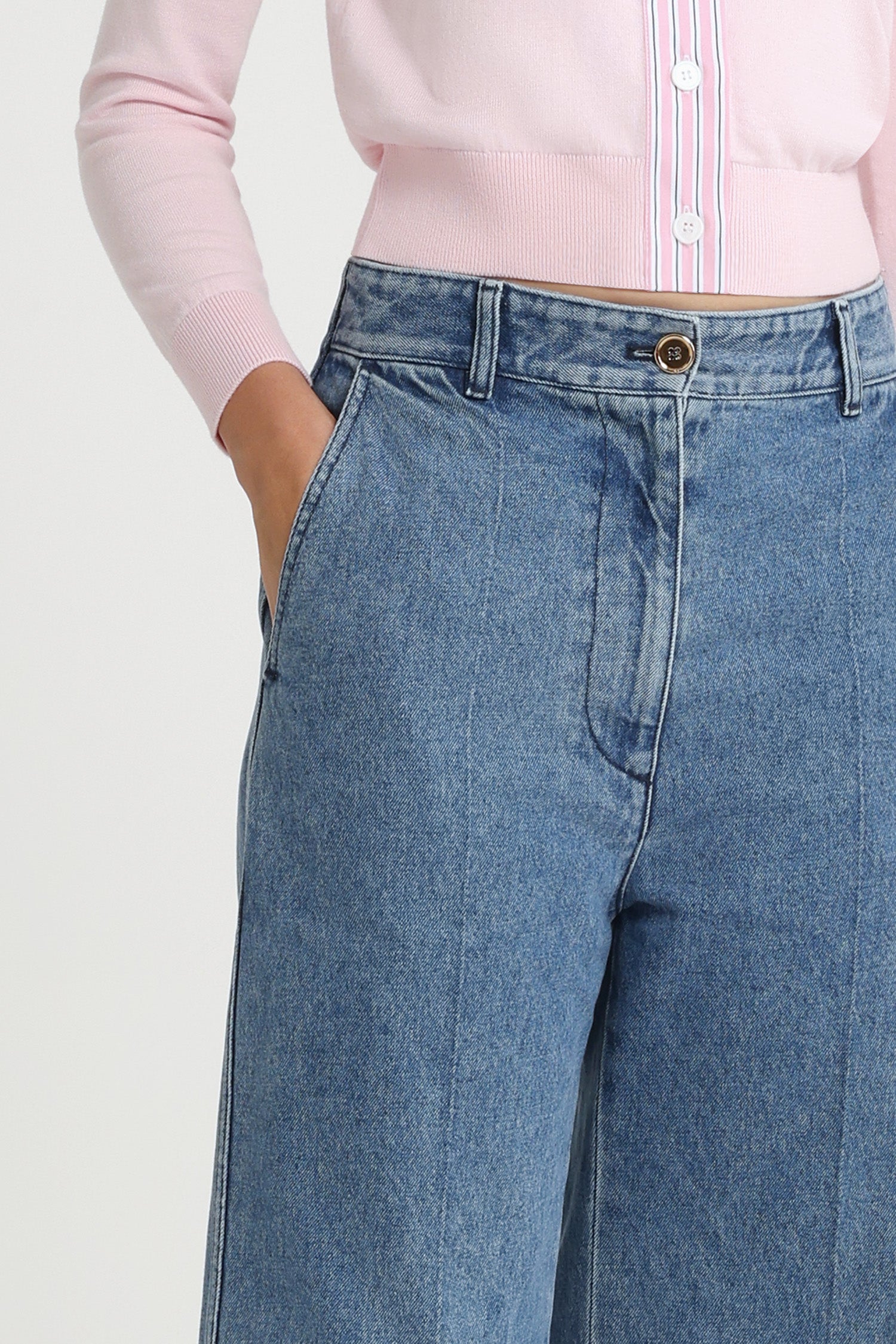 Denim trousers with cuffs - Blue