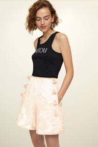 High-waisted jacquard shorts - Peach Blossom