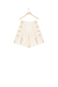 High-waisted jacquard shorts - Peach Blossom