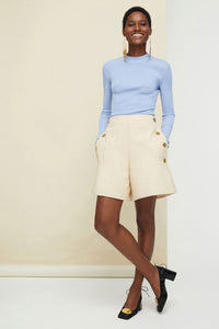 Short en coton à taille haute - Vanille
