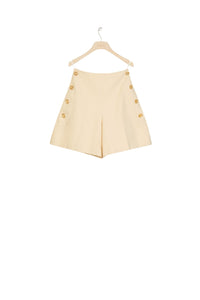 Cotton high-waisted shorts - Vanilla