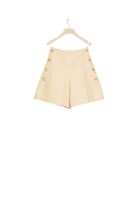 Short en coton à taille haute - Vanille