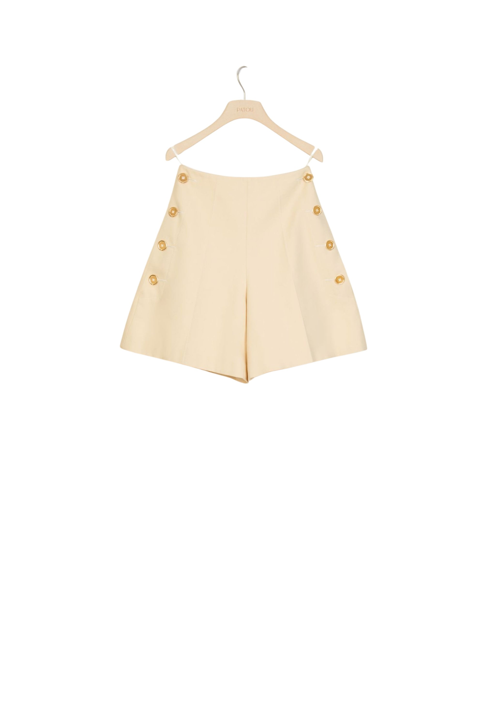 Short en coton à taille haute - Vanille